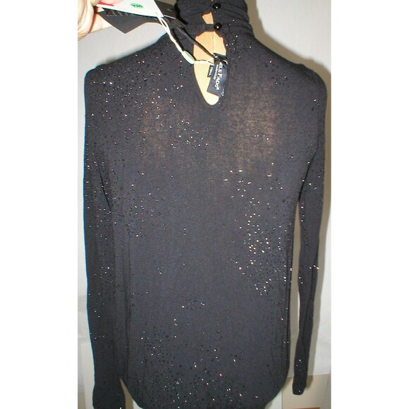 New Womens Designer Italy Adele Fado Embellished Sweater Top NWT 1 XS Wool Black - Picture 3 of 12